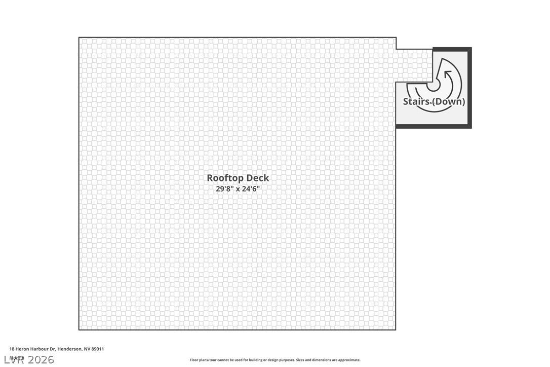 18 Heron Harbour Drive, Henderson, NV 89011 An illustrative floor plan details the spacious layout of the third-floor rooftop deck.