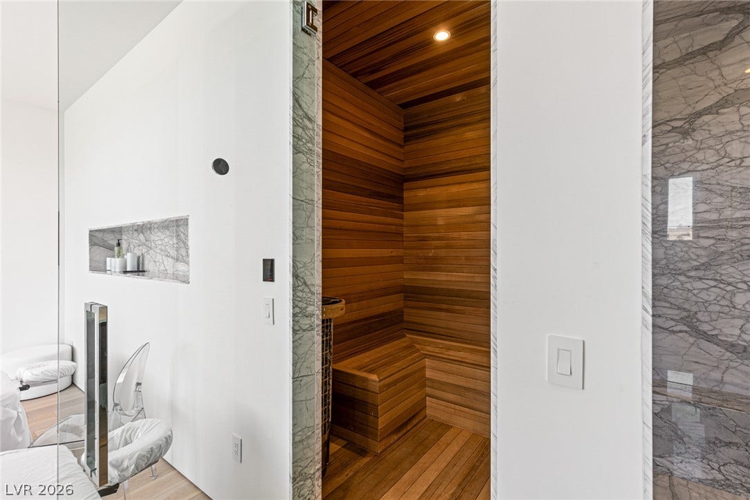 Indulge in a luxurious in-home sauna, a serene escape within a modern setting.