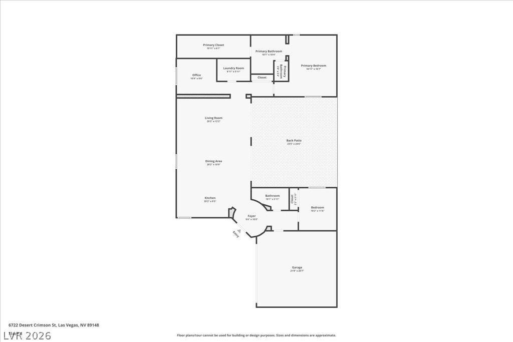 6722 Desert Crimson Street, Las Vegas, NV 89148 An intuitive floor plan details the spacious layout of this single-story residence.