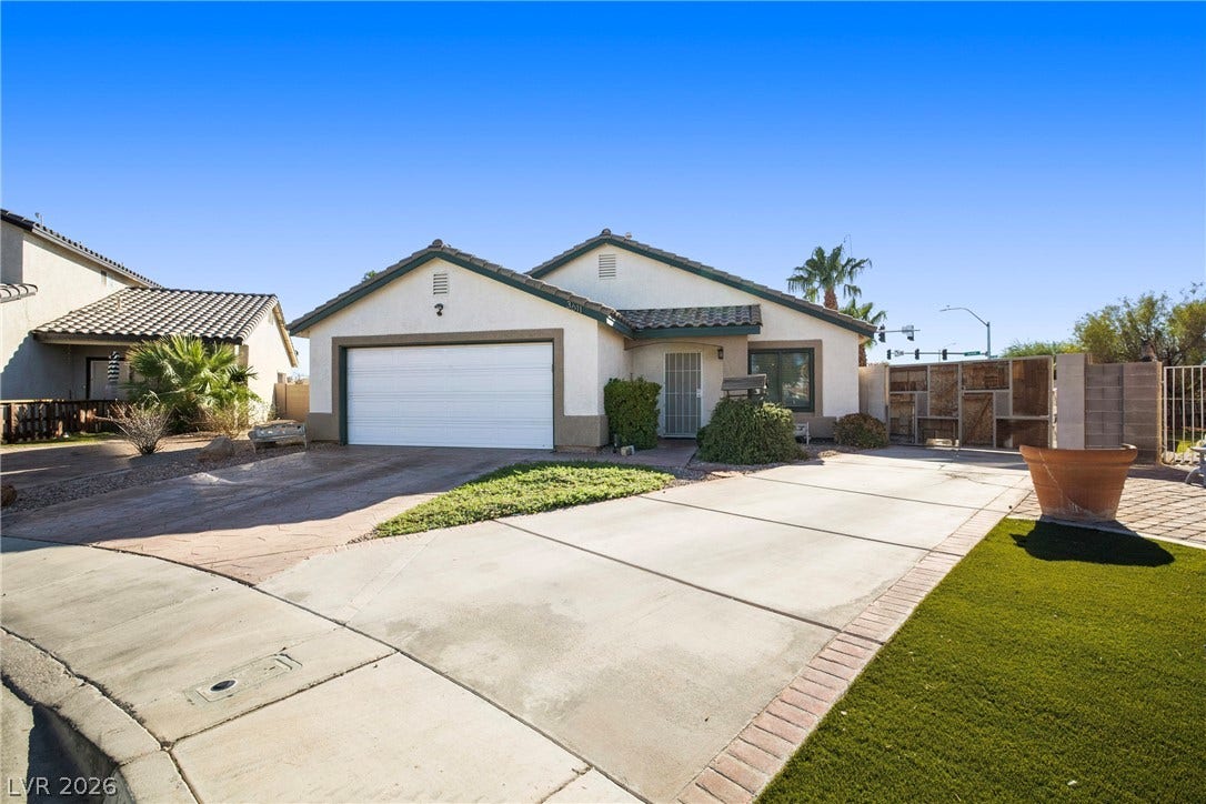 Clean lines and a spacious RV driveway define this classic single-story stucco exterior design.