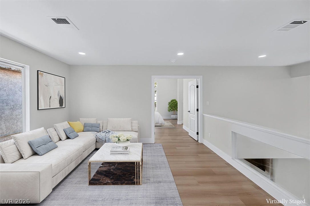 136 Villaggio Street, Henderson, NV 89074 Smooth wood floors and recessed lighting define this versatile upstairs loft space.