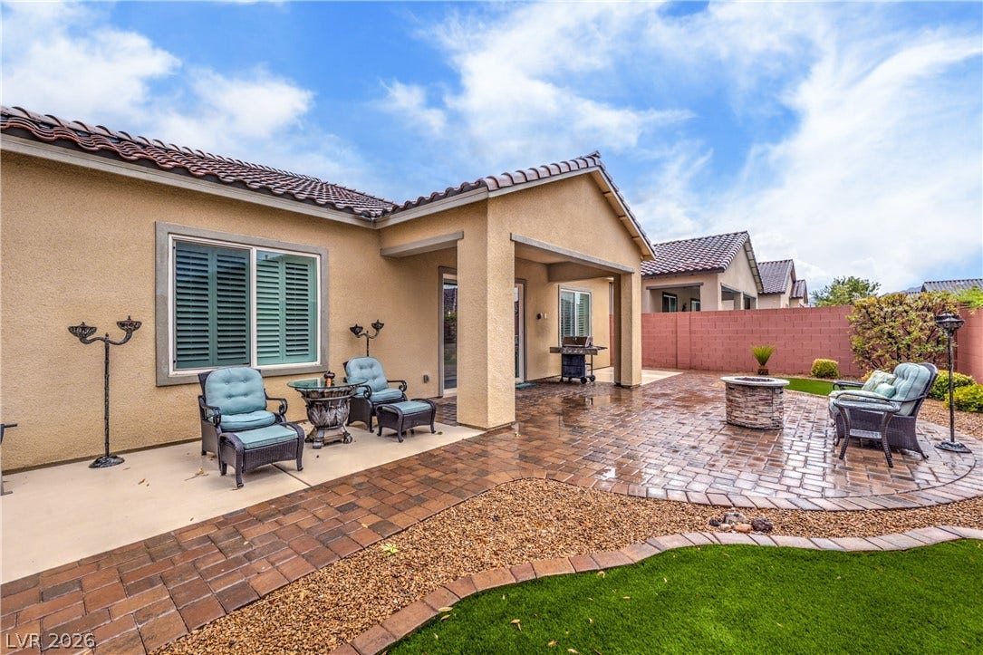 Private Backyard with Covered Patio, Gas BBQ Stub, and Synthetic Grass