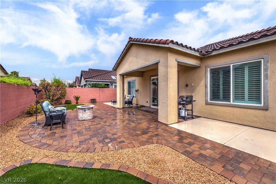 Private Backyard with Covered Patio, Gas BBQ Stub, and Synthetic Grass