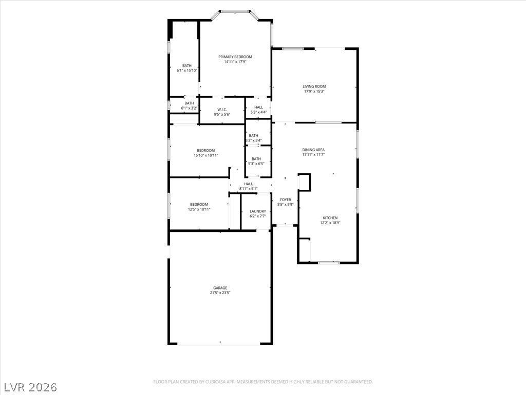 4911 S Castello Way, Pahrump, NV 89061 A detailed layout illustrates the functional flow of this three-bedroom residential design.