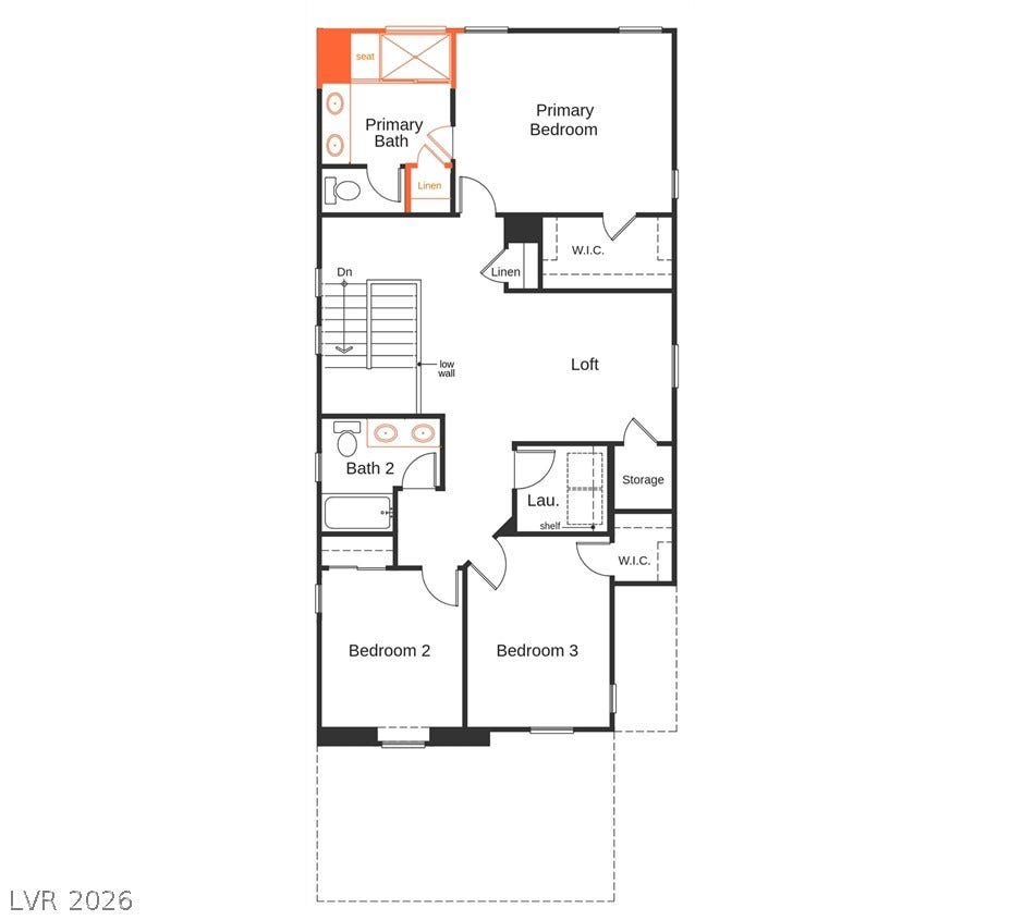 2nd floor: secondary bathroom with a single sink