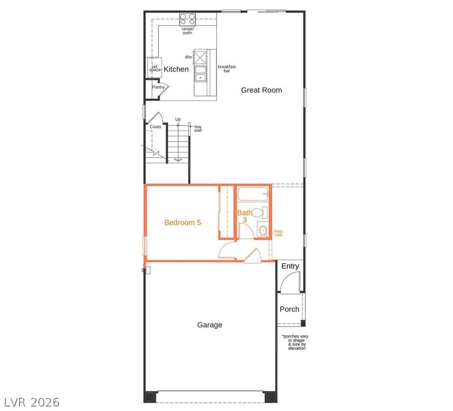 1st floor: bedroom option with bathroom as shown