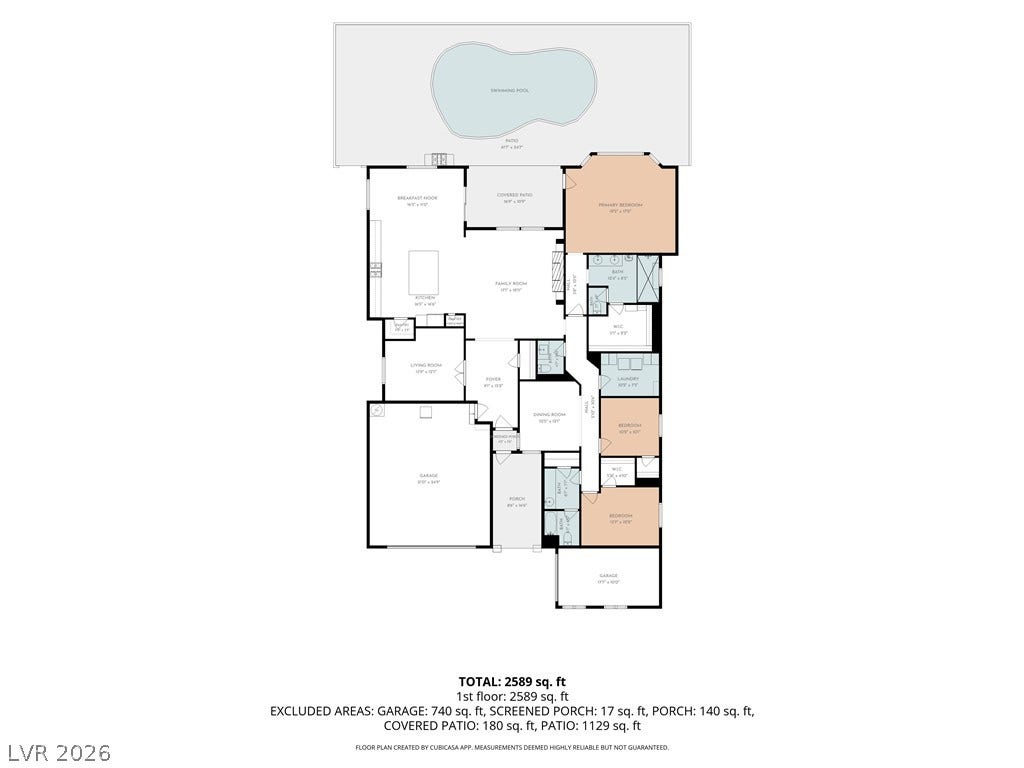 5652 Portage Lake Court, Las Vegas, NV 89130 An intuitive, single-level architectural layout details the spacious interior flow and outdoor pool area.