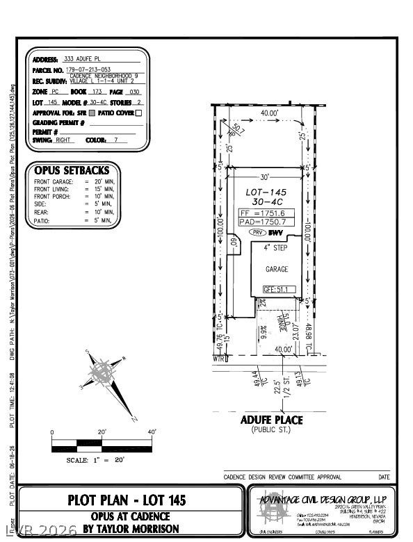 333 Adufe Place, Henderson, NV 89015 333 Adufe Place Preliminary Plot Plan