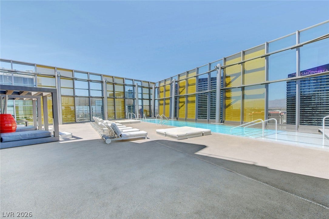 3722 Las Vegas Boulevard, #303, Las Vegas, NV 89158 An elevated pool deck delivers modern architectural lines and panoramic city views.