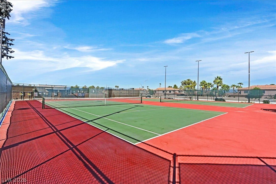 8830 Haviland Road, Las Vegas, NV 89123 Professional-grade outdoor tennis courts feature durable hard court surfaces under expansive blue skies.