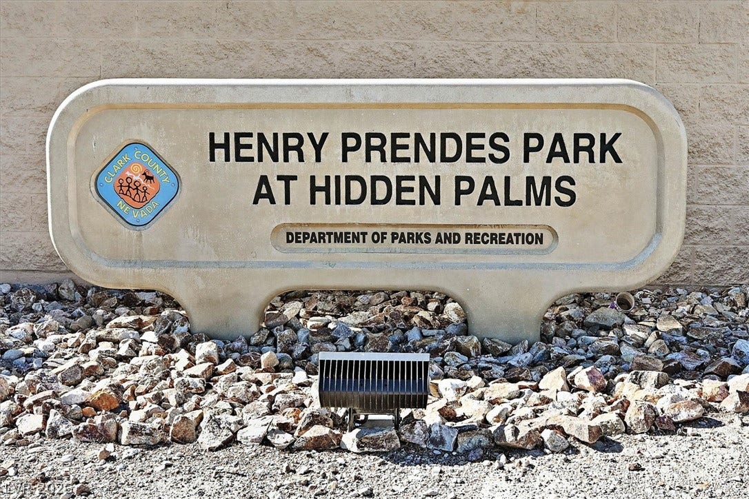 8830 Haviland Road, Las Vegas, NV 89123 A stone monument sign marks the entrance to the nearby county park.