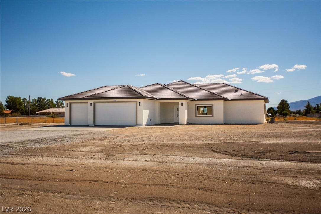 Clean lines and a spacious multi-car garage define this newly constructed desert residence.