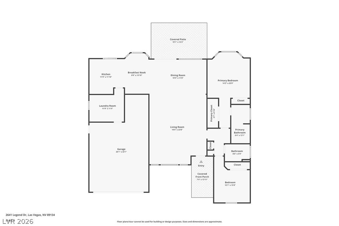 2641 Legend Drive, Las Vegas, NV 89134 Visualize the thoughtful layout of this single-story home, showcasing distinct living areas and a primary bedroom retreat.