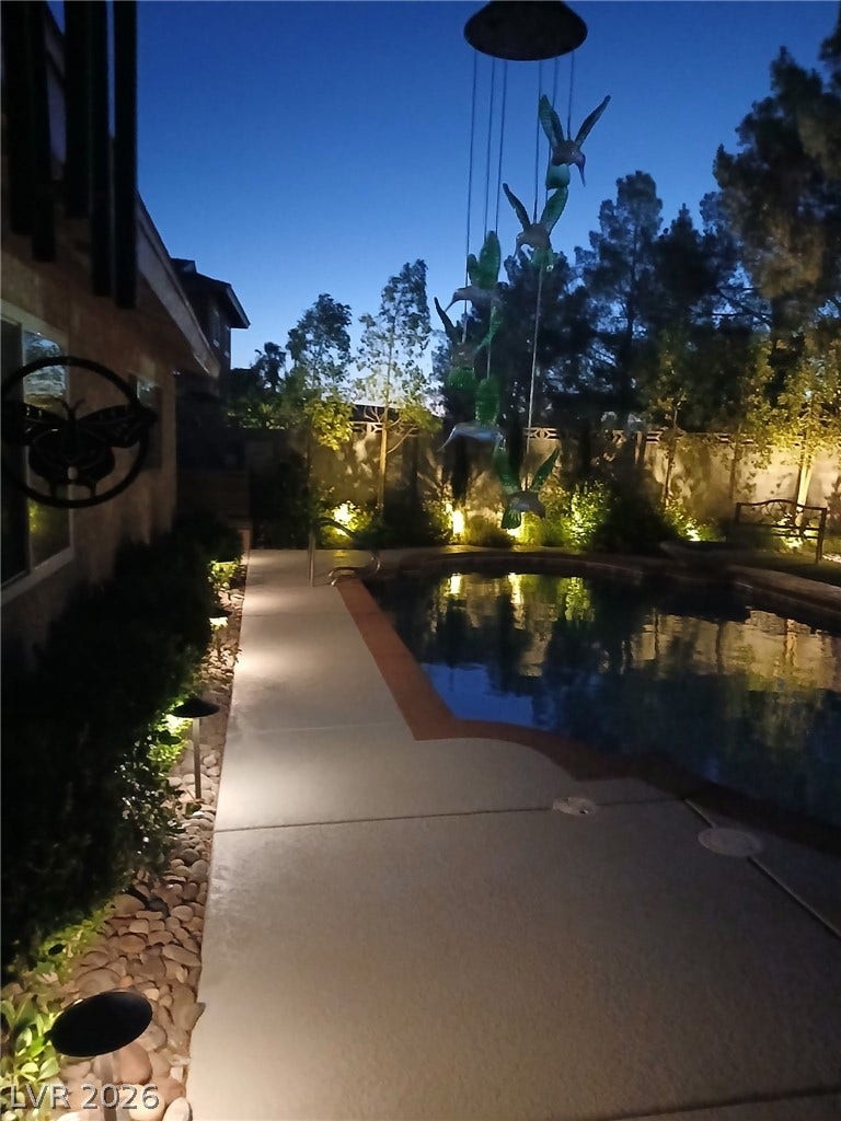 Twilight shot of the pool