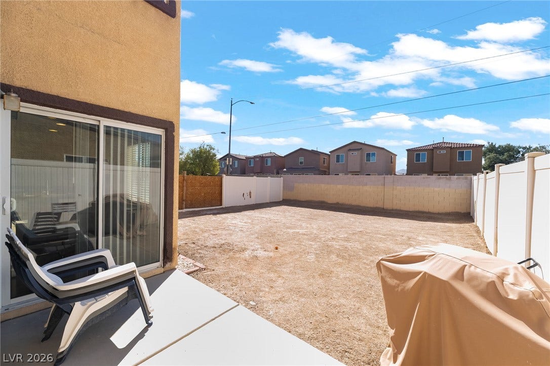 6275 Felicitas Avenue, Las Vegas, NV 89122 A spacious and fully fenced private backyard awaits personalization and creative landscaping design.