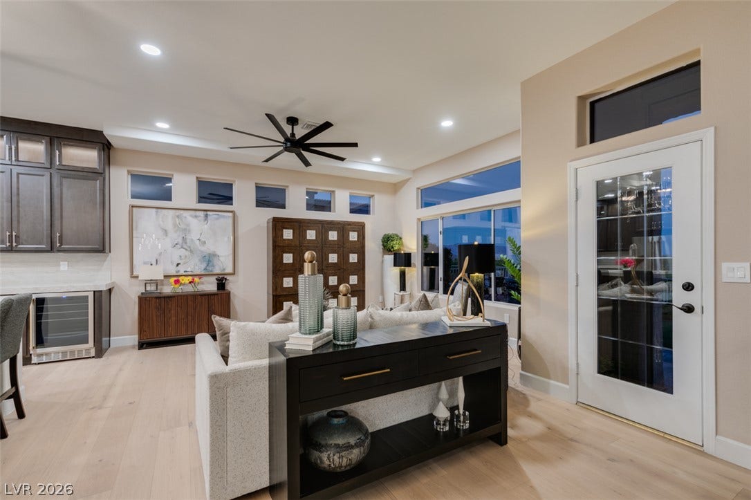2532 Faiss Drive, Las Vegas, NV 89134 High ceilings and clean architectural lines define this welcoming, open living space.