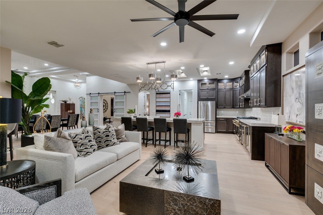 2532 Faiss Drive, Las Vegas, NV 89134 An open-concept living area connects seamlessly with a modern kitchen.