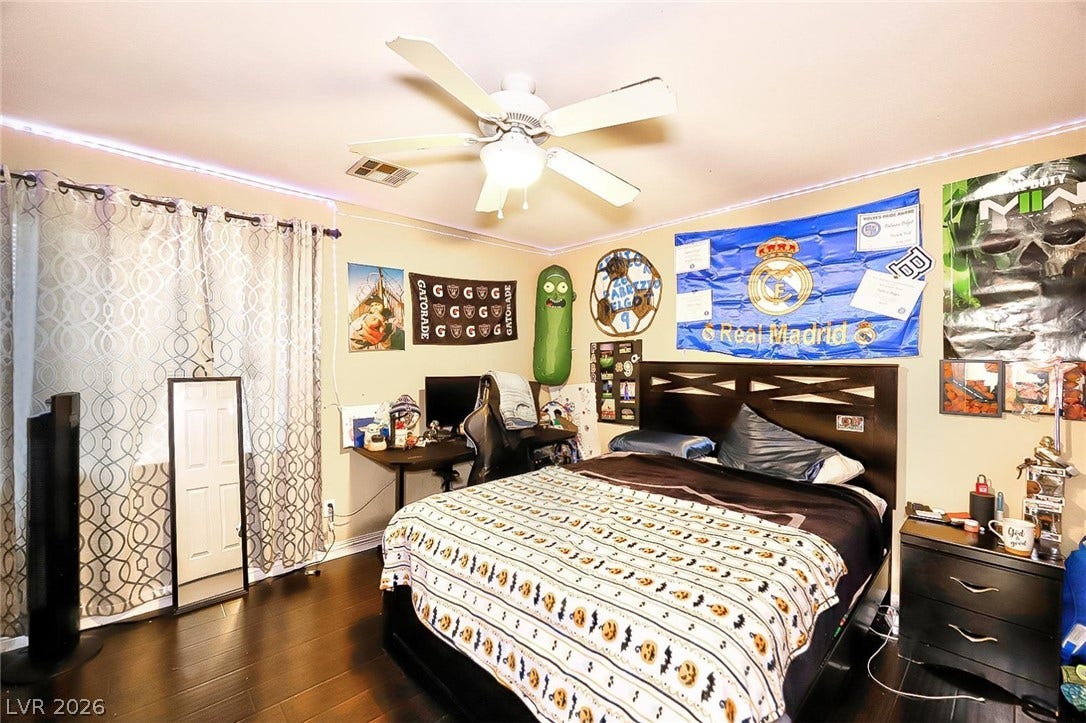 Gleaming hardwood floors and a spacious layout define this comfortable private retreat.