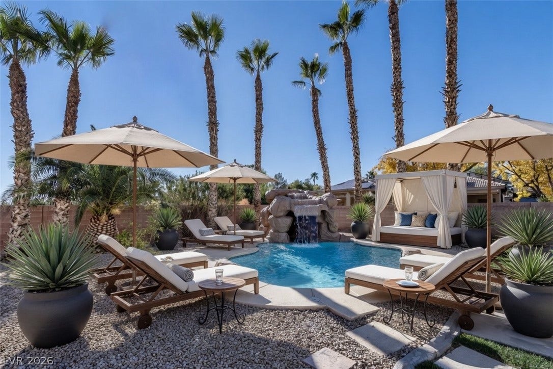 Patio furniture is virtually staged
