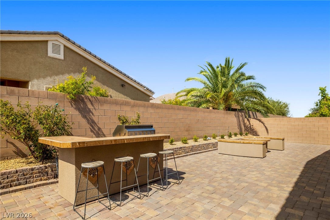 7230 Fresh Harvest Avenue, Las Vegas, NV 89131 Built-in BBQ is connected to the house gas and power.