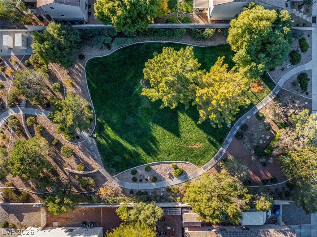 7230 Fresh Harvest Avenue, Las Vegas, NV 89131 An aerial view of the neighborhood park with walking path.