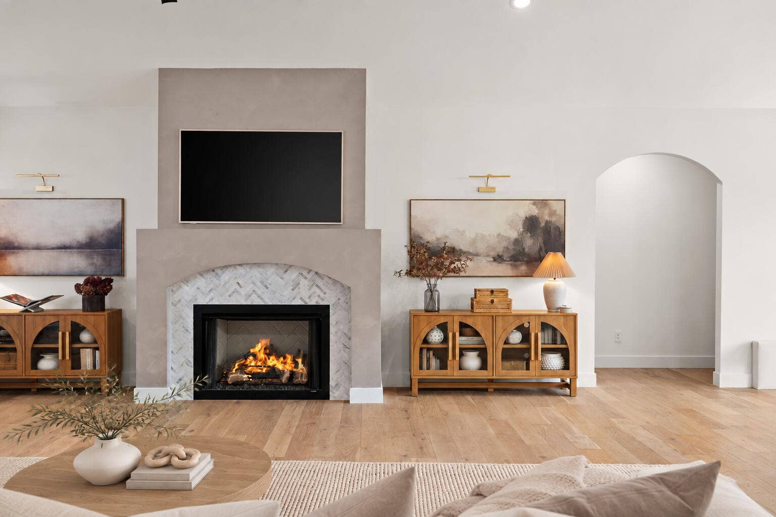 155 W 350, Valparaiso, IN 46385 Warm Fireplace with Ivory Furnishings