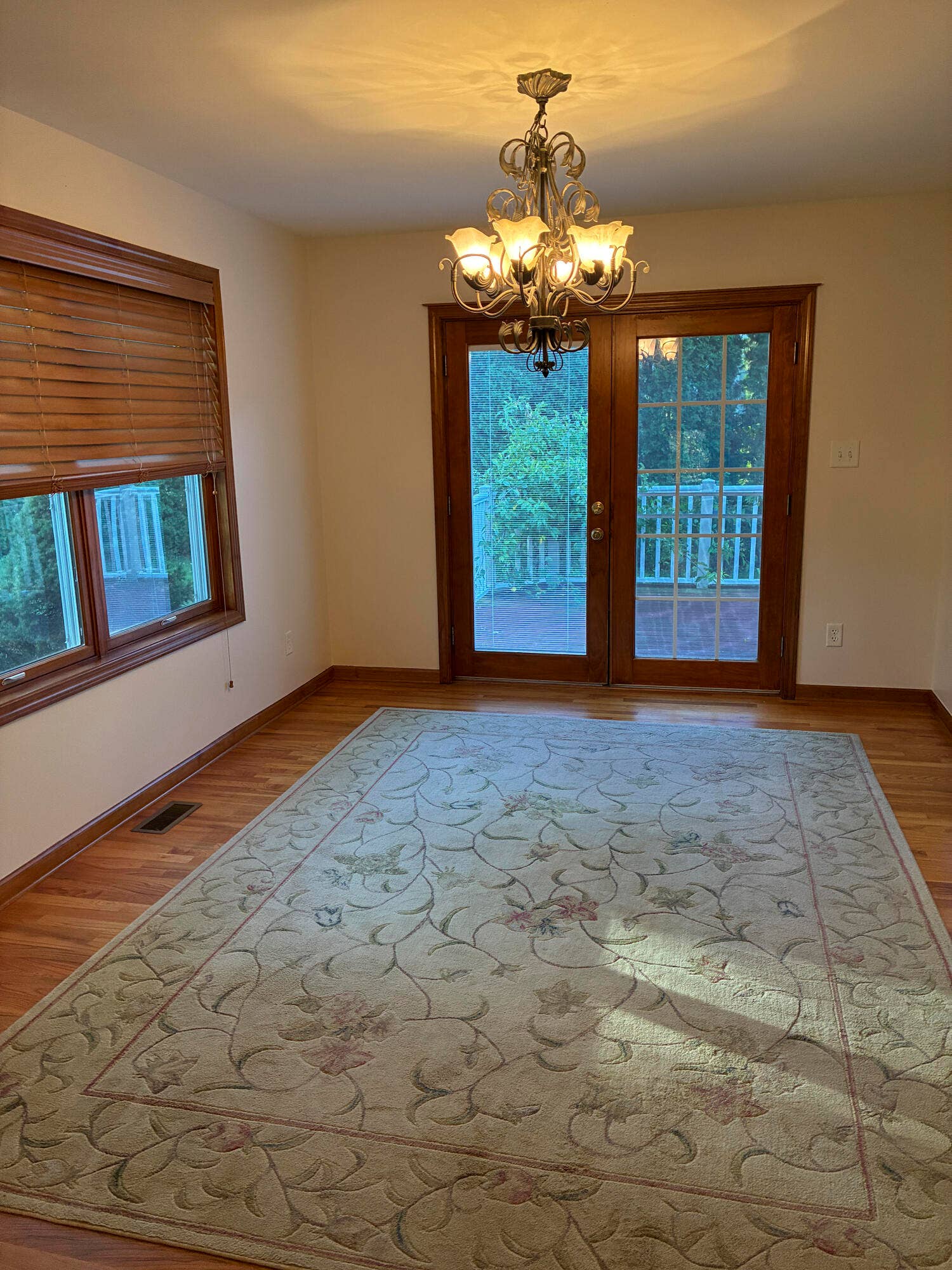 Dining room with French doors to deck