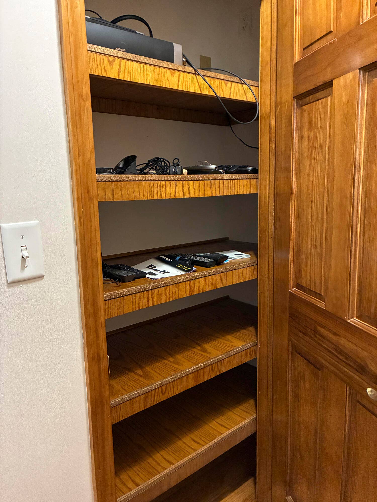 Hall closet with surround sound connecti
