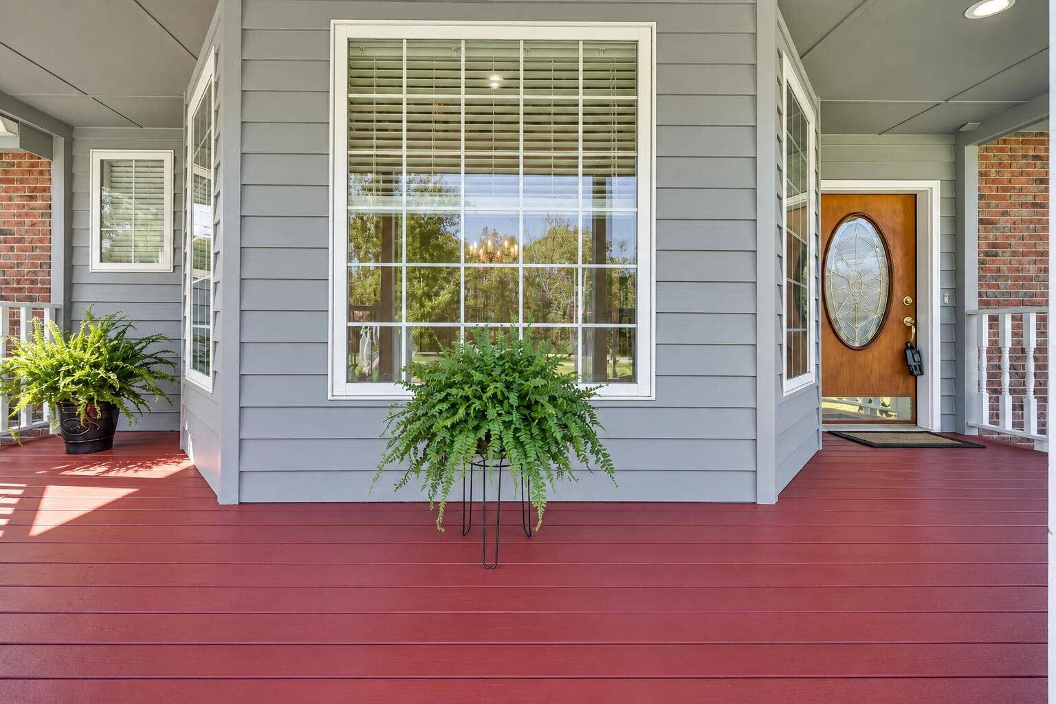 Clean Red Deck Front Porch