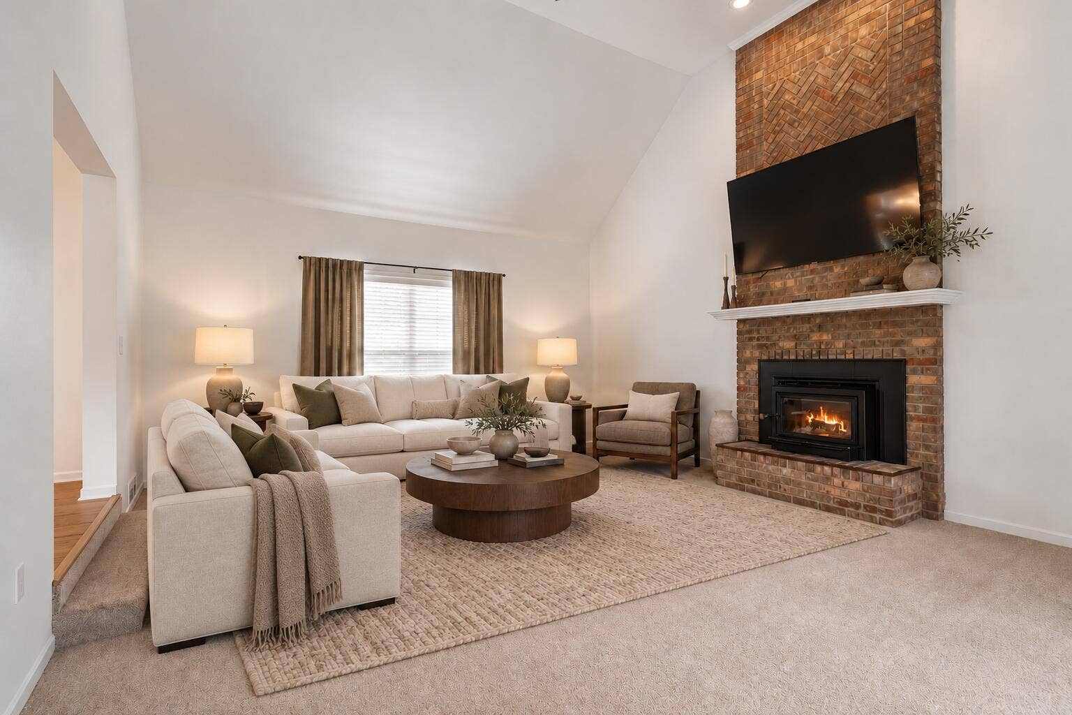 Refined three-piece living room seating