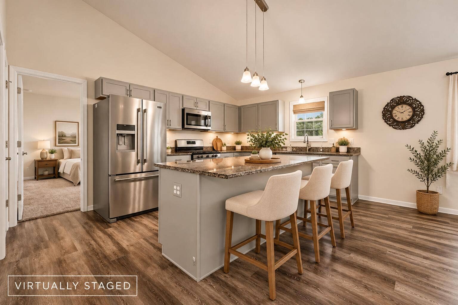 Warmly Staged Modern Farmhouse Kitchen