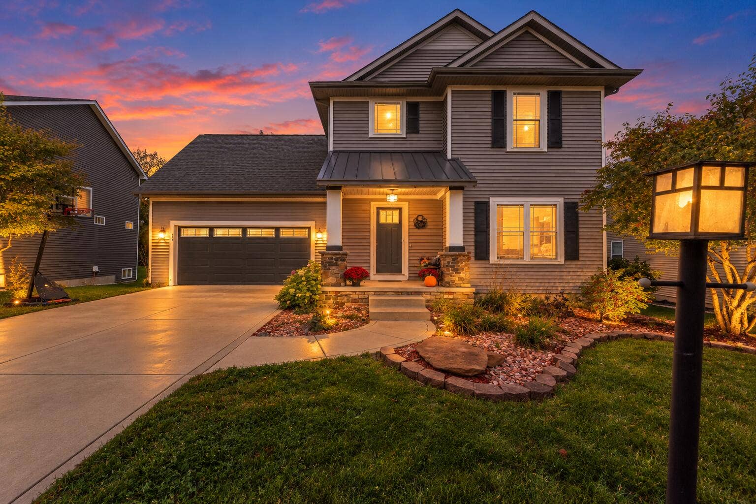 Twilight Glow Over a Cozy Suburban Home
