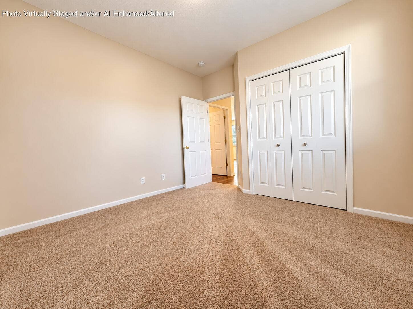 Bright Empty Beige Bedroom