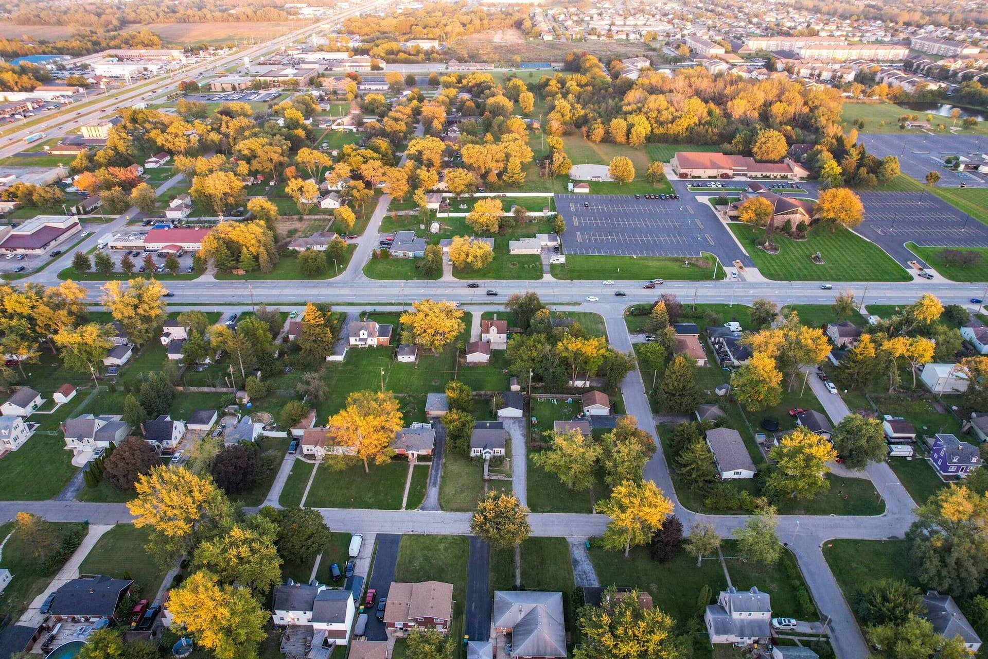 Aerial view of the neighborhood