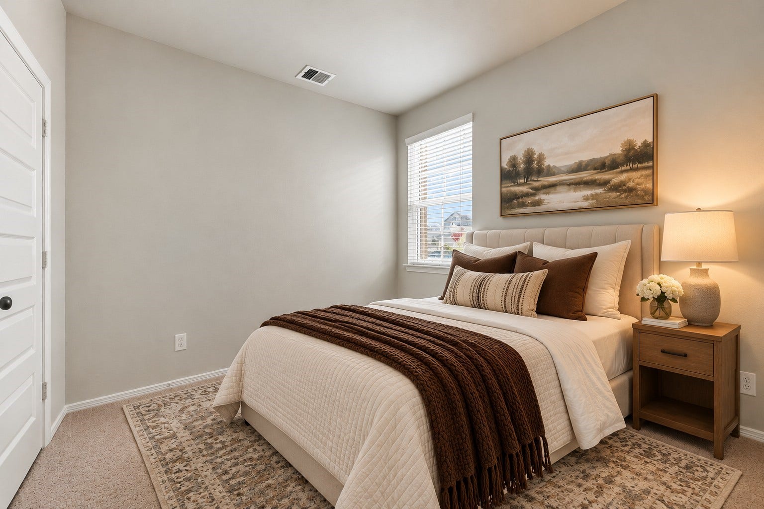 5702 Fresh View Court, Katy, TX 77493 The fourth bedroom offers a charming retreat with comfortable proportions, plush carpeting, & a large window that brings in natural light. *This photo has been virtually staged.