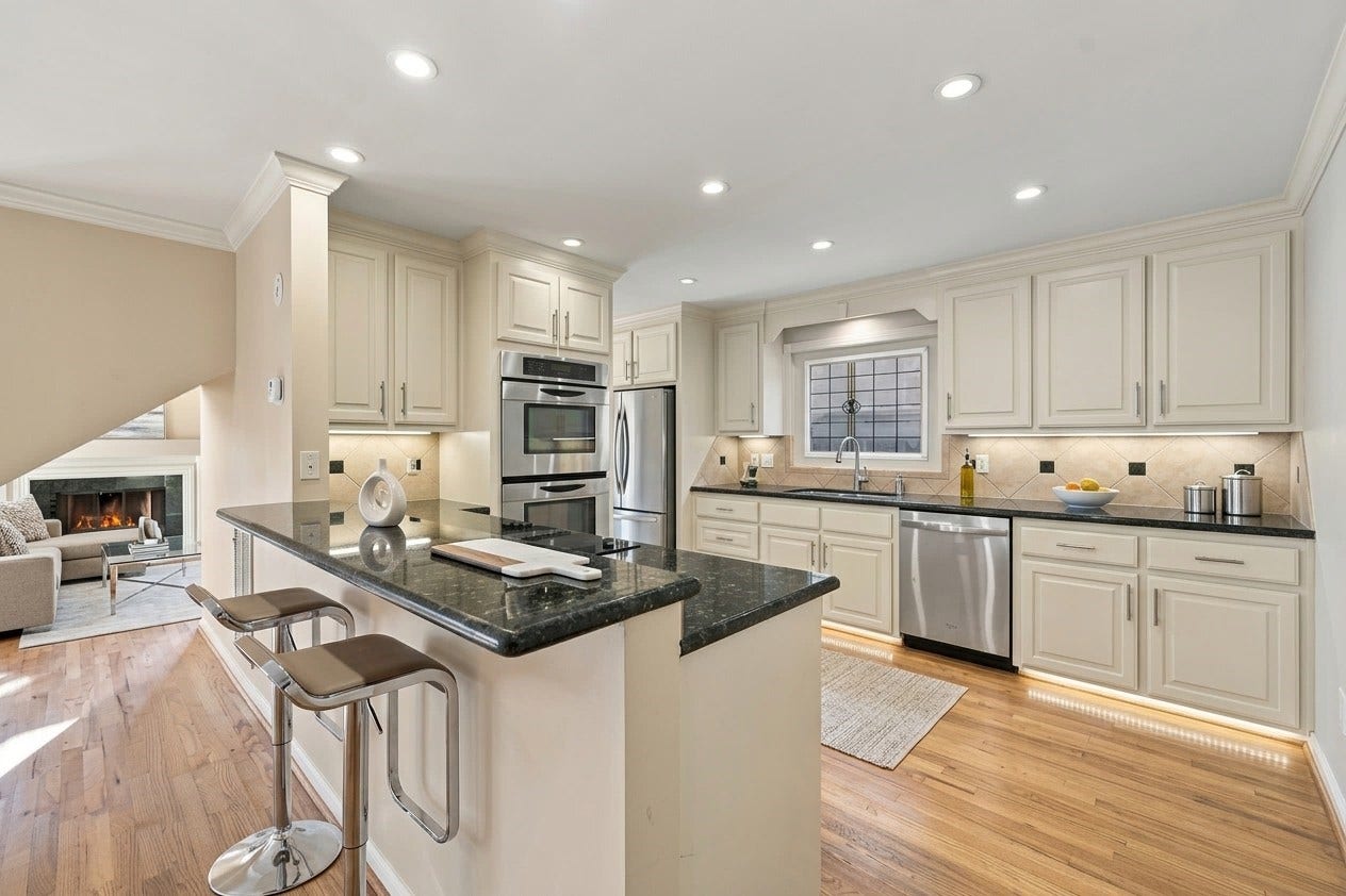6205 Westcott Street, Houston, TX 77007 Kitchen, digitally staged.