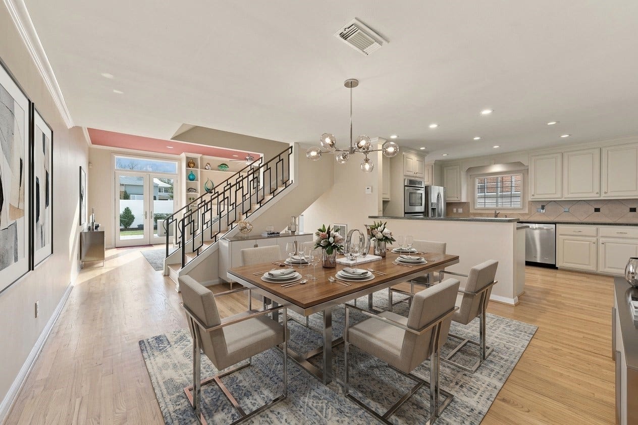 6205 Westcott Street, Houston, TX 77007 Dining area, digitally staged.
