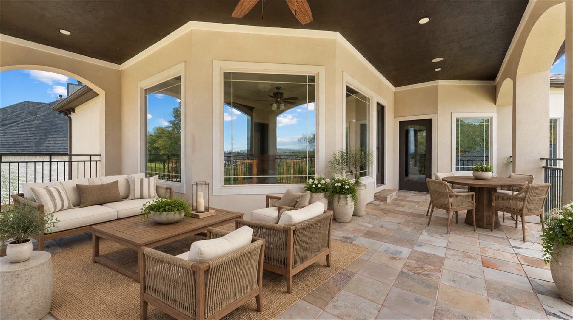 19182 Grandview Point, Montgomery, TX 77356 Covered patio on the back of the home. Staged.