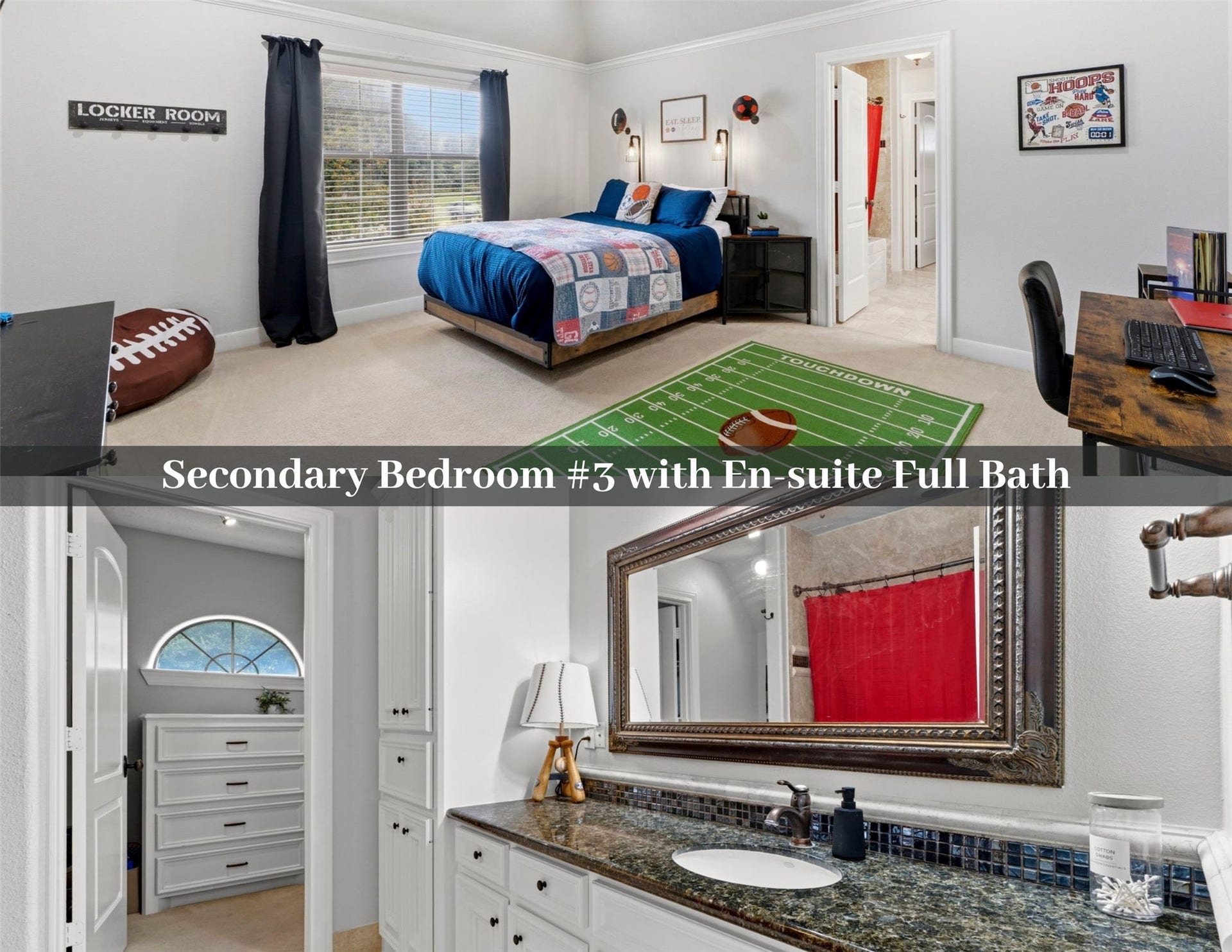 4903 Westerdale Drive, Fulshear, TX 77441 Generous 15' 14' secondary bedroom with its own private en-suite full bath and large, walk-in closet.
