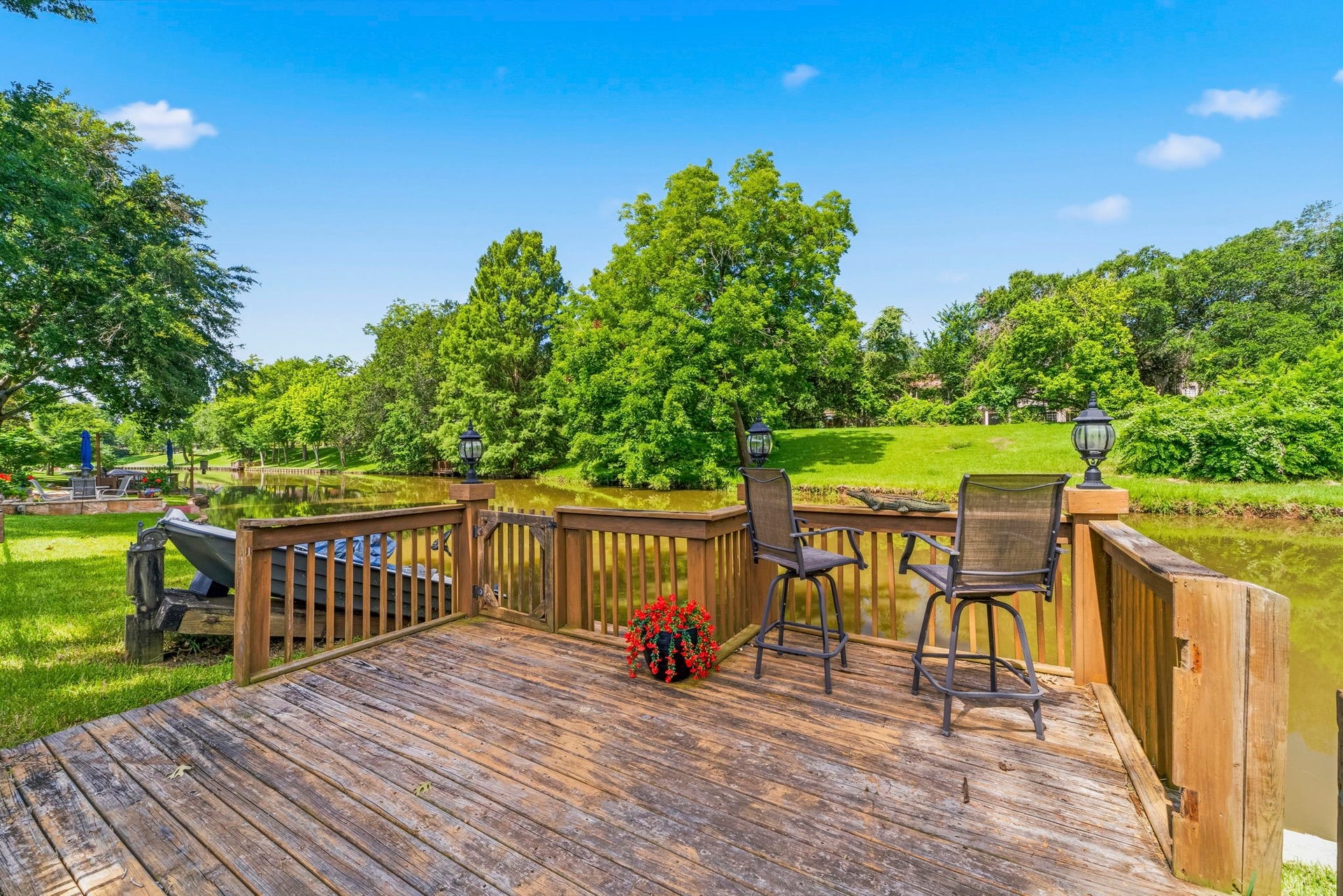 4903 Westerdale Drive, Fulshear, TX 77441 Enjoy morning coffee, evening sunsets, fishing, or launching a kayak from your private dock.