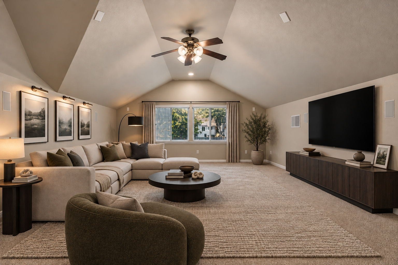 314 Trillium Drive, Sugar Land, TX 77479 Expansive second-floor game room with a walk-in closet and en suite full bathroom, offers versatility as a private in-law retreat, guest suite, or media room (projector & surround sound pre-wired).