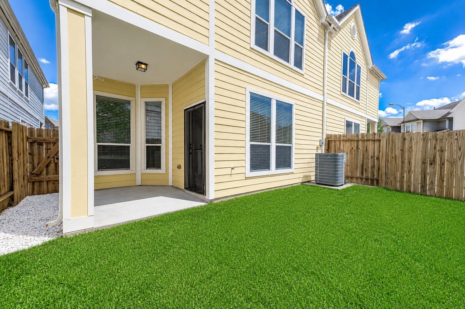 14923 ATMORE Place Dr, Houston, TX 77082 NOTE the side of the propety has a private entrance to the backyard. Spacious Covered Patio is Perfect for enjoying the outdoor green space and great for firing up the grill for family and guests meals ! Virtually staged to inspire design possibilities