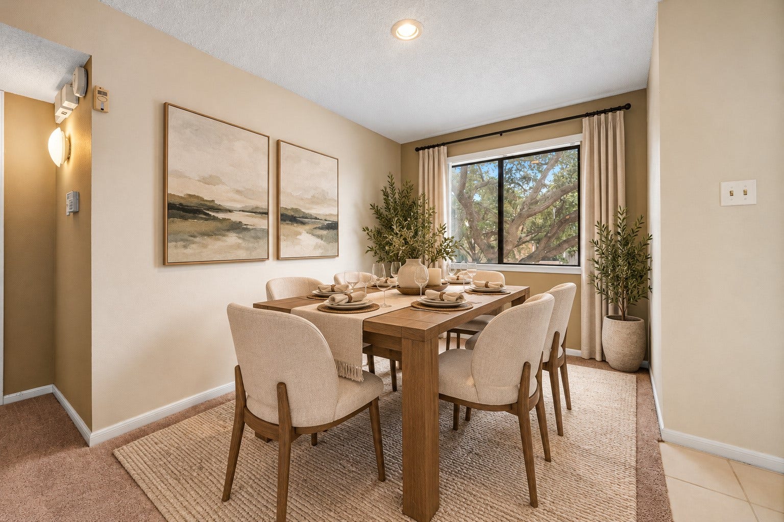 6701 Sands Point Drive, #61, Houston, TX 77074 Dining room with picture window.
(Virtually staged)