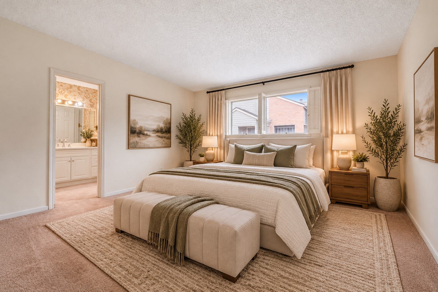 6701 Sands Point Drive, #61, Houston, TX 77074 Primary bedroom.
(Virtually staged)