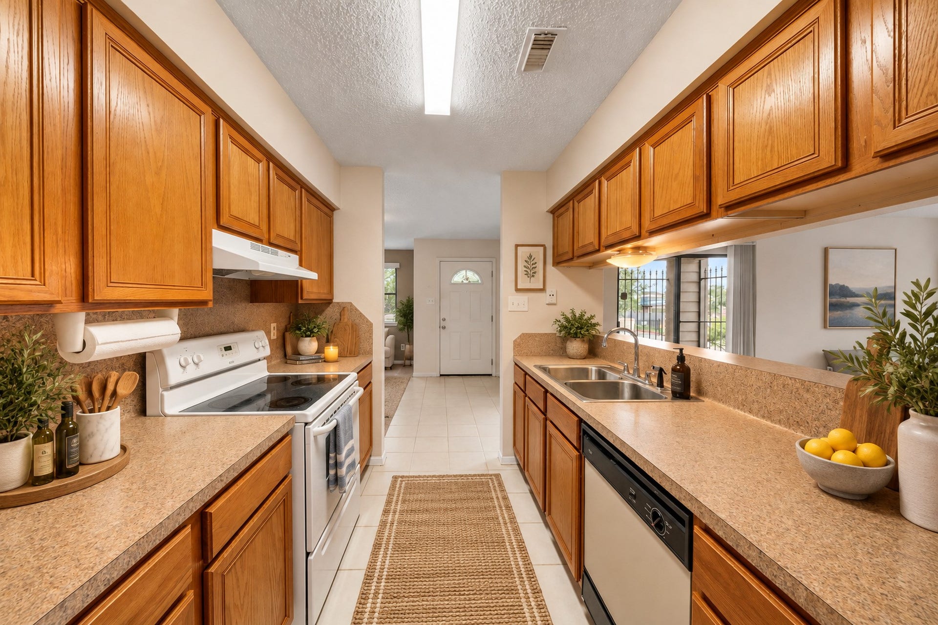 6701 Sands Point Drive, #61, Houston, TX 77074 Kitchen view 2.(Virtually staged)
