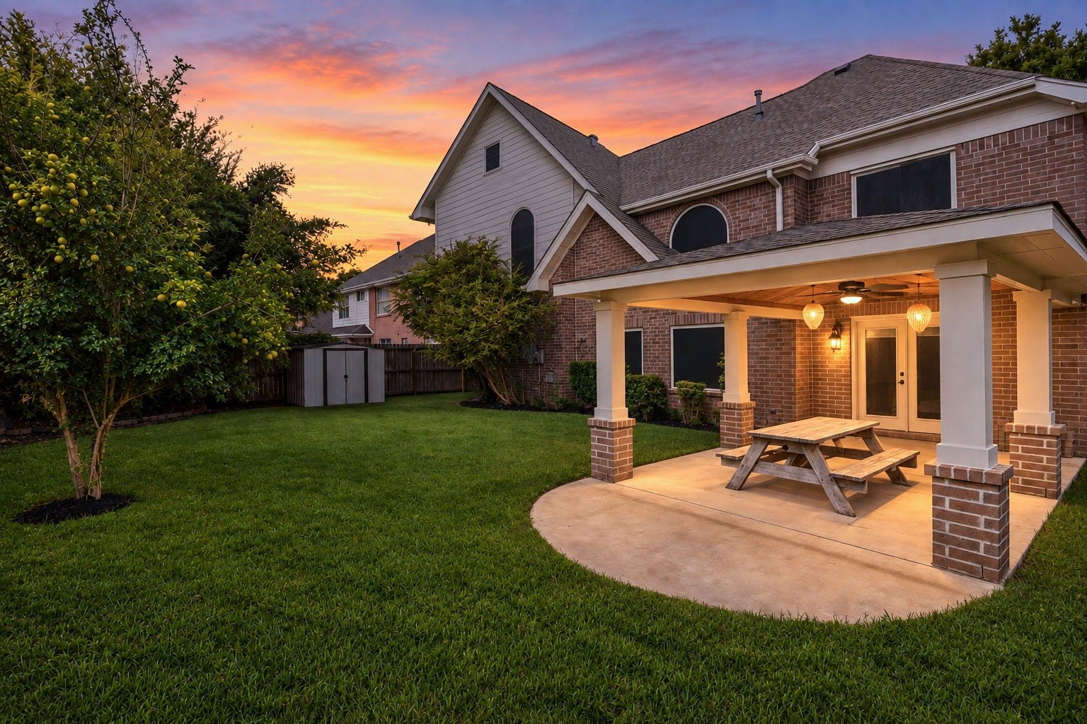 2915 Cane Field Drive, Sugar Land, TX 77479 The spacious backyard offers plenty of room to relax & play, complete with a large covered patio for shaded outdoor dining. Mature landscaping adds privacy while creating an inviting setting for everyday enjoyment.