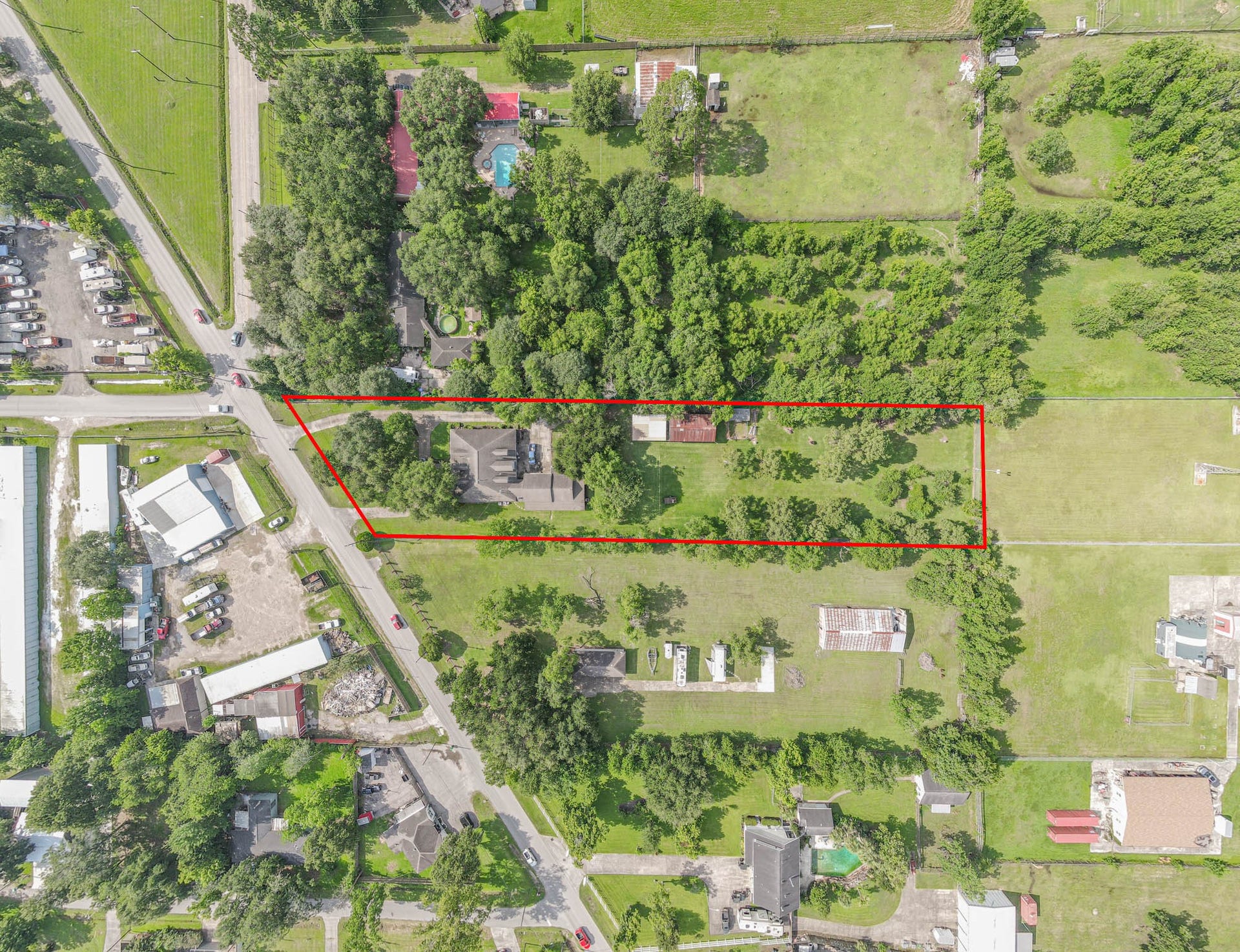 4503 Allen Genoa Road, Pasadena, TX 77504 AERIAL VIEW OF ENTIRE PROPERTY- ALMOST 2 ACRE LOT (1.81 ACRES)