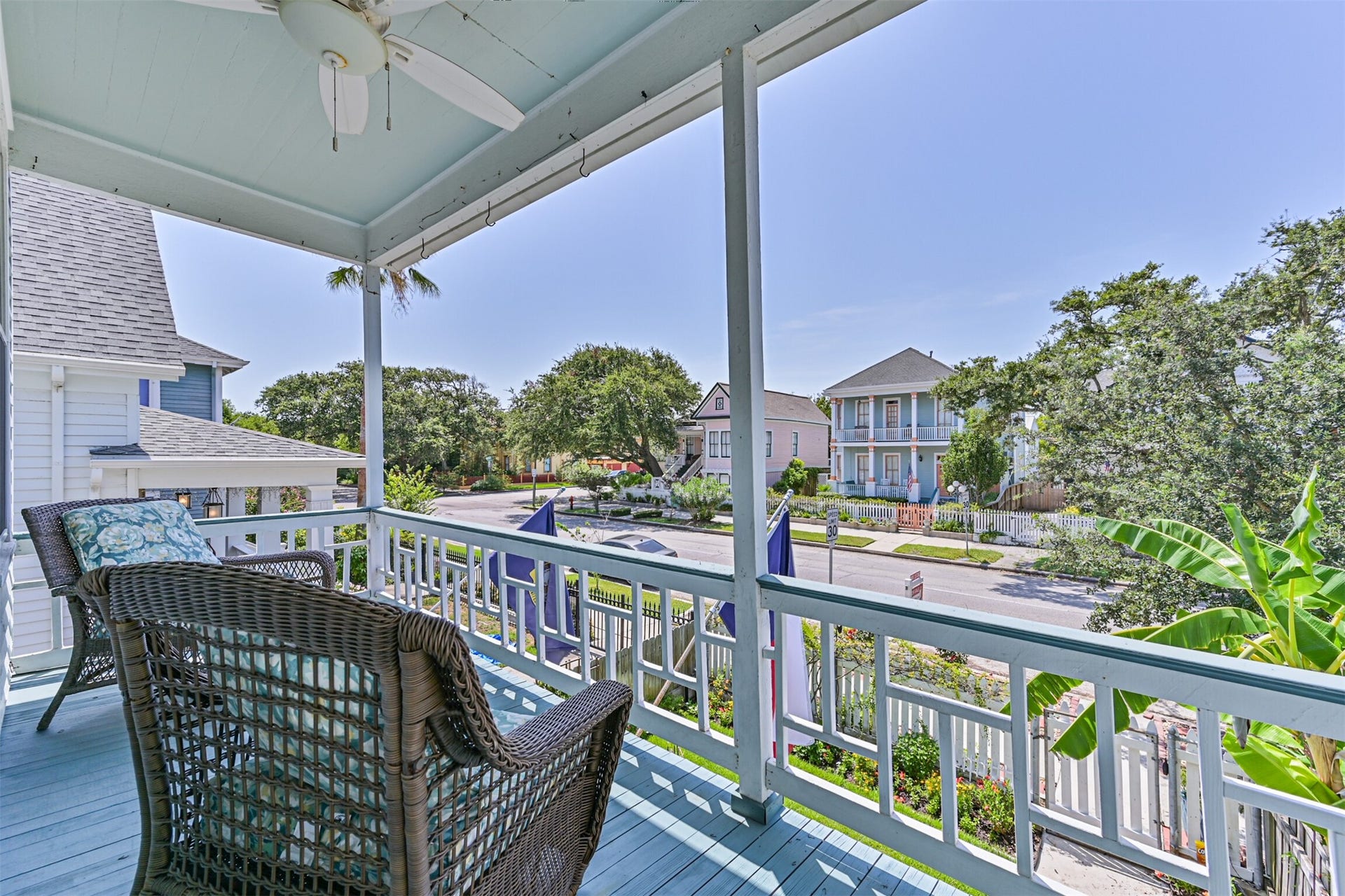 Upstairs off the front of the house facing Avenue P.