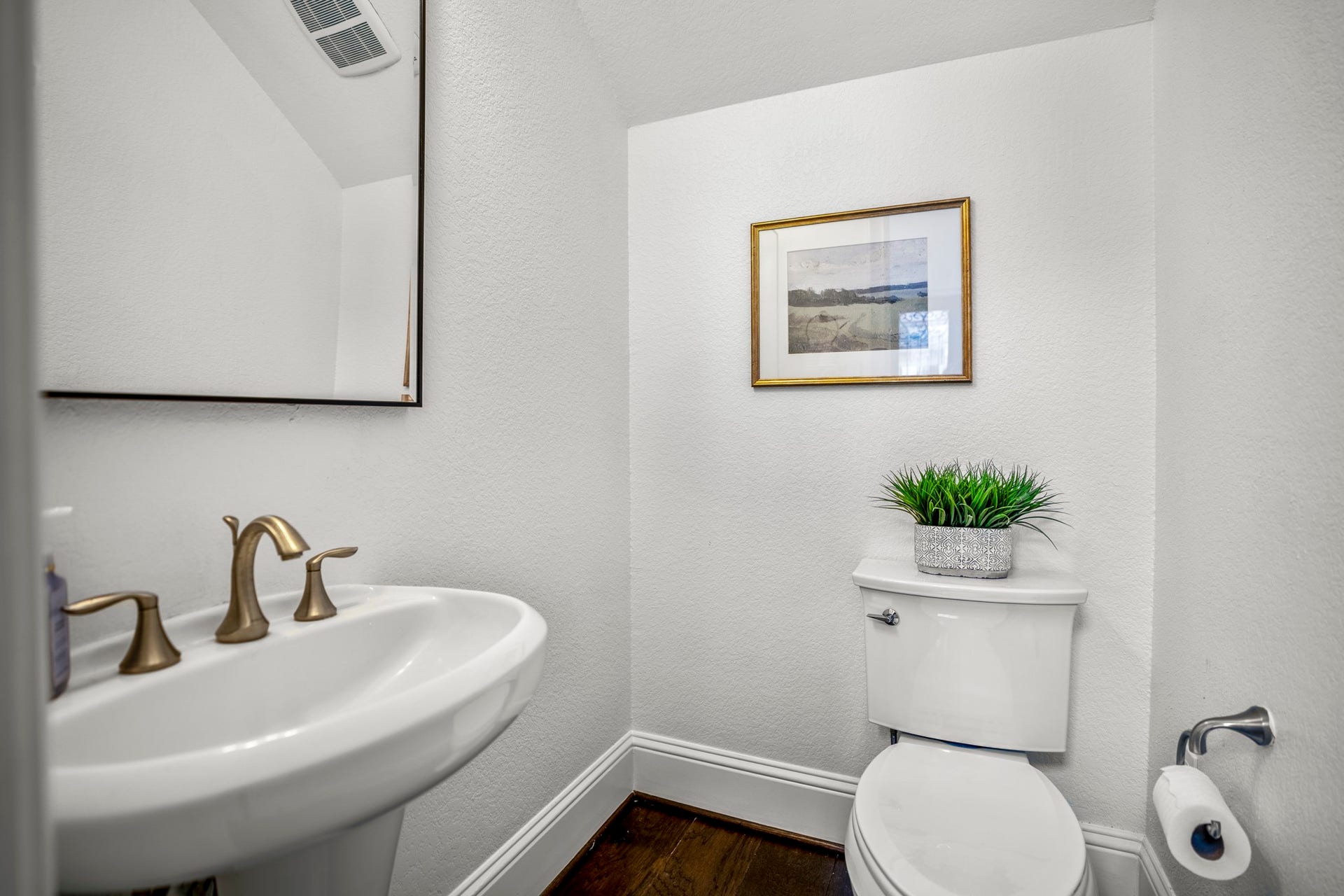 First floor powder bath located near the entry & stairway.