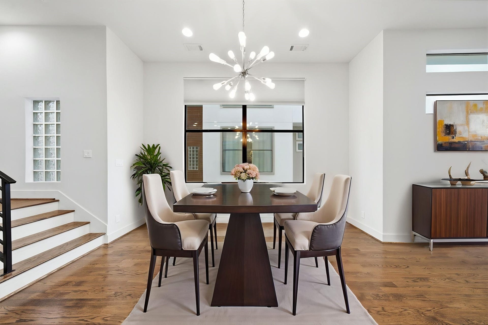 1215 Summer Street, #C, Houston, TX 77007 HUGE WINDOWS by the Dining area - lets in so much NATURAL LIGHT! Virtually staged
